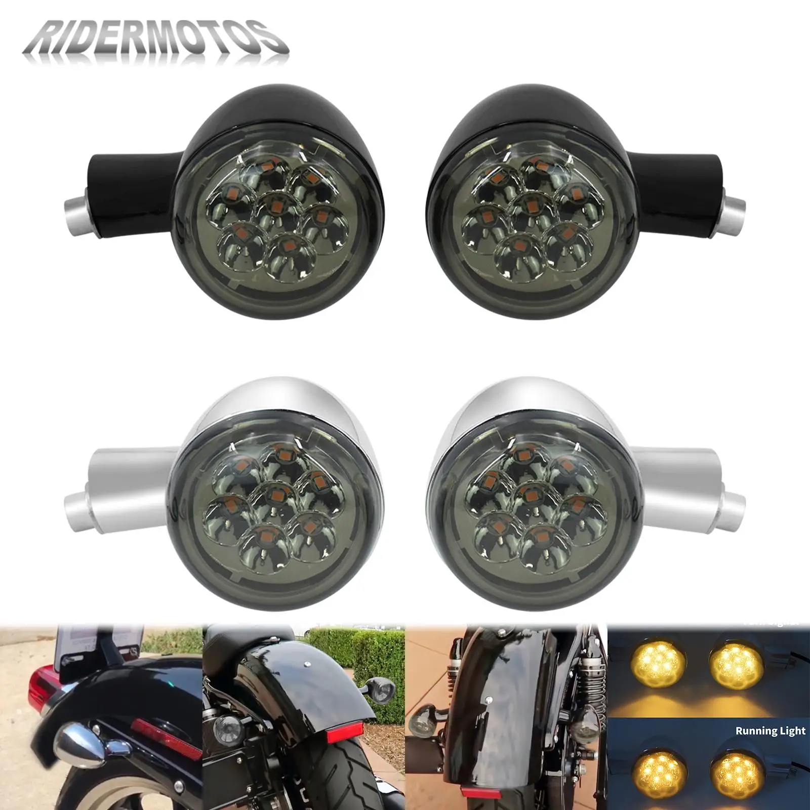 

Motorcycle Rear Turn Signals Indicators LED Lights Short Bracket W/ Lens Cover For Harley Sportster XL883 1200 Roadster 1992-21