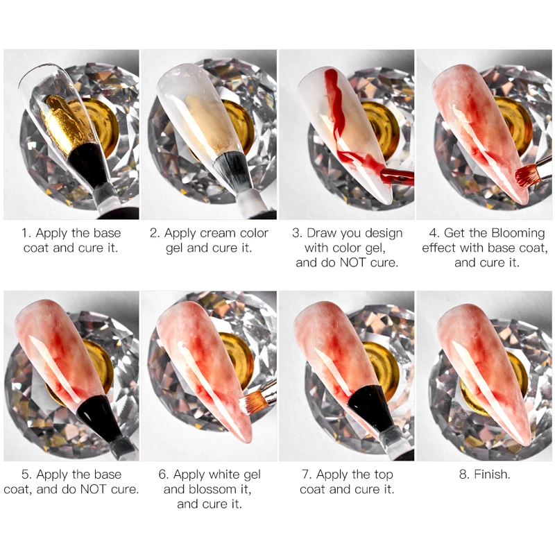 Гель лак для ногтей с эффектом мраморных цветов 8 мл|Гель ногтей| |