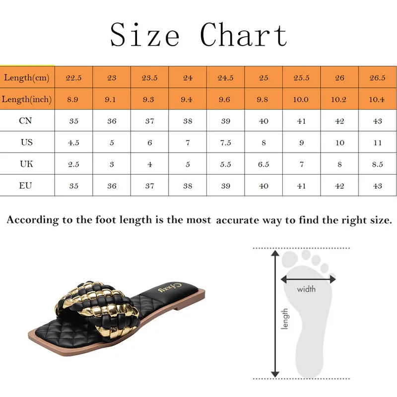 

New Summer Slippers Women Square Toe Flat Casual Beach Shoes Flip Flops Woven Sandal Slip On Slides Big Size 42 Slippers