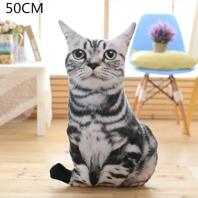 1 шт 3D печать кошка задняя Подушка плюшевая игрушка подарок имитация кошка подушка(многослойная) Cojines Decorativos Para диван 43x35 см - Цвет: J