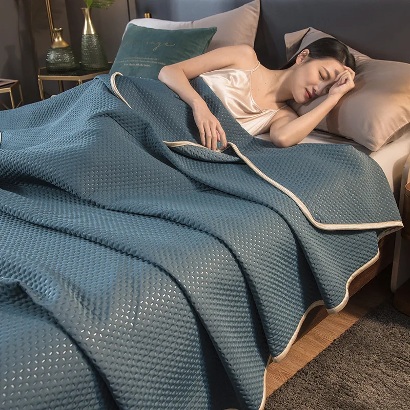

Cool Soft Throw Striped Down Cotton Quilt Blanket Breathable Luxury For Cooling Summer Couch Cover Bed Machine Wash Bedspread
