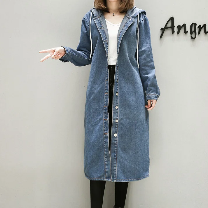 Женская длинная джинсовая ветровка с длинным рукавом больших размеров 3xl 4xl 5xl