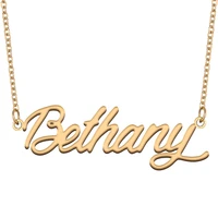bethany name necklace for women stainless steel jewelry 18k gold plated nameplate pendant femme mother girlfriend gift