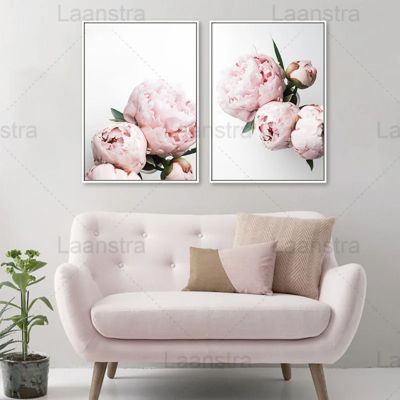 

Simple Pink Flowers Home Decoration Painting Plants Living Room Wall Canvas Poster Fresh Bedroom Prints Minimalist Text Pictures