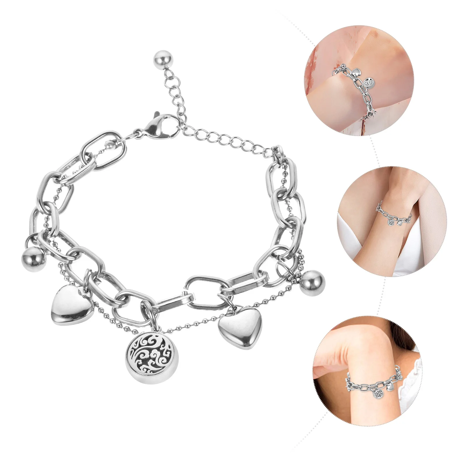

1Set Wrist Chain Wristband Bracelet Exquisite Stylish Wrist Pendant Hip-hop Bracelet with Cotton Cores for Men