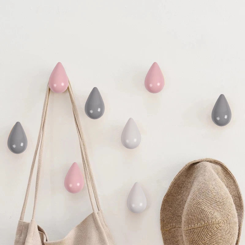 

Water Drop Shaped Wall Hook for Door Back Wall Wood Key Hanger Holder Decorative Hooks Handbag Hat Clothes Wooden Hook