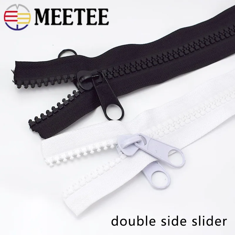 Застежка-молния из смолы Meetee 10 # односторонняя/двухсторонняя головка открытый