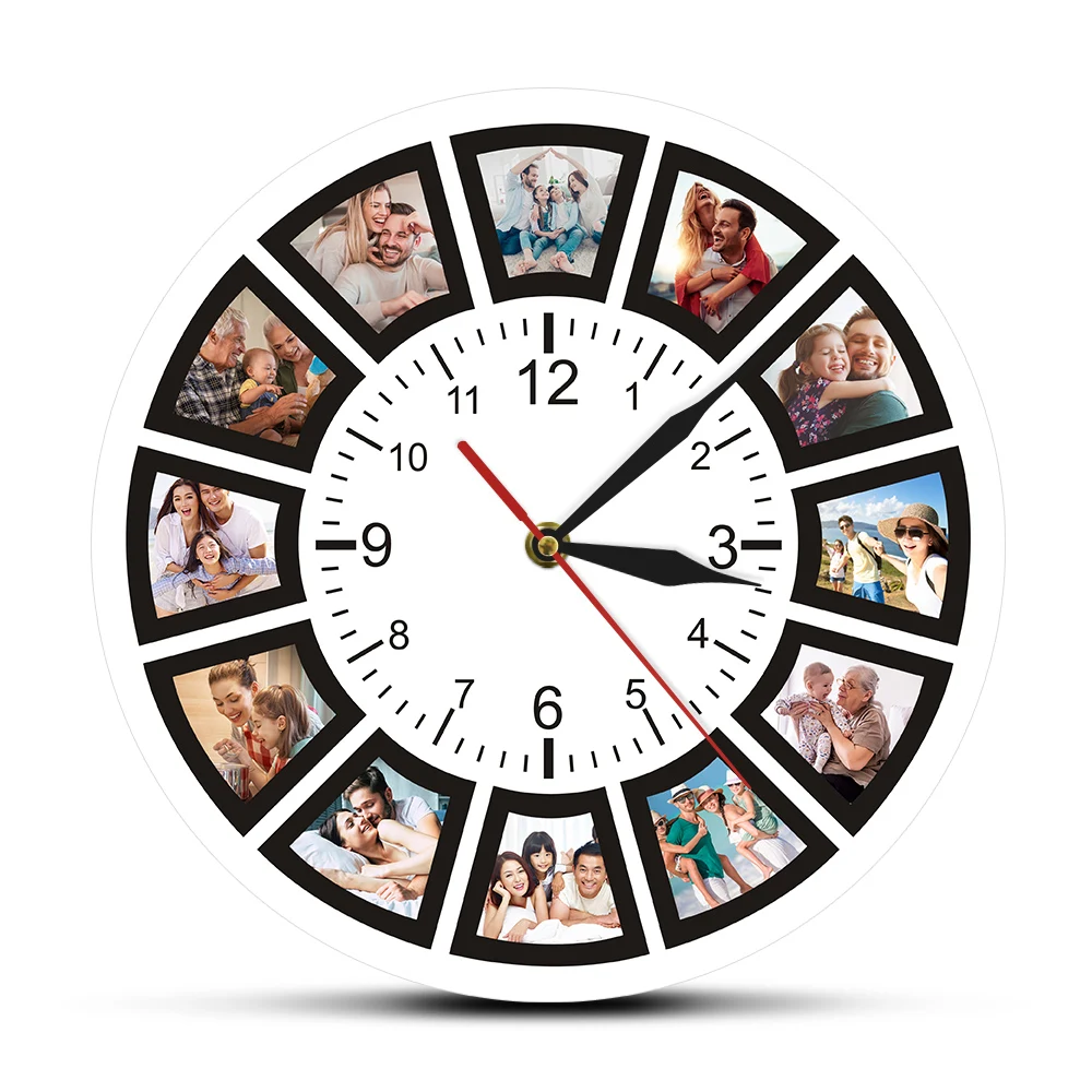 Create Your Own Wall Clock Custom 12 Photos Unique Souvenir Gift Home Watch Personalized Family Friend Printed | Дом и сад