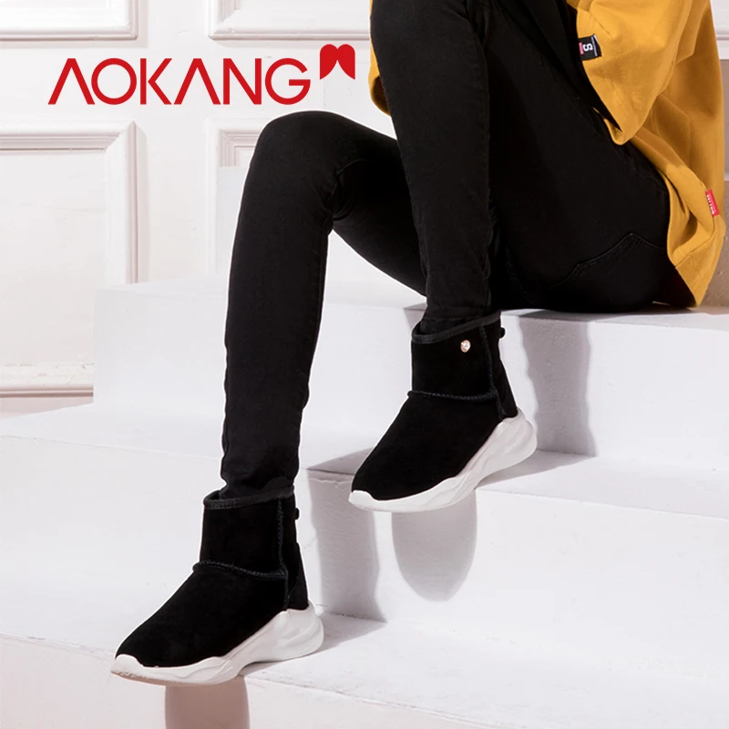 AOKANG/зимние ботинки коллекция 2019 года Новое поступление повседневные женские