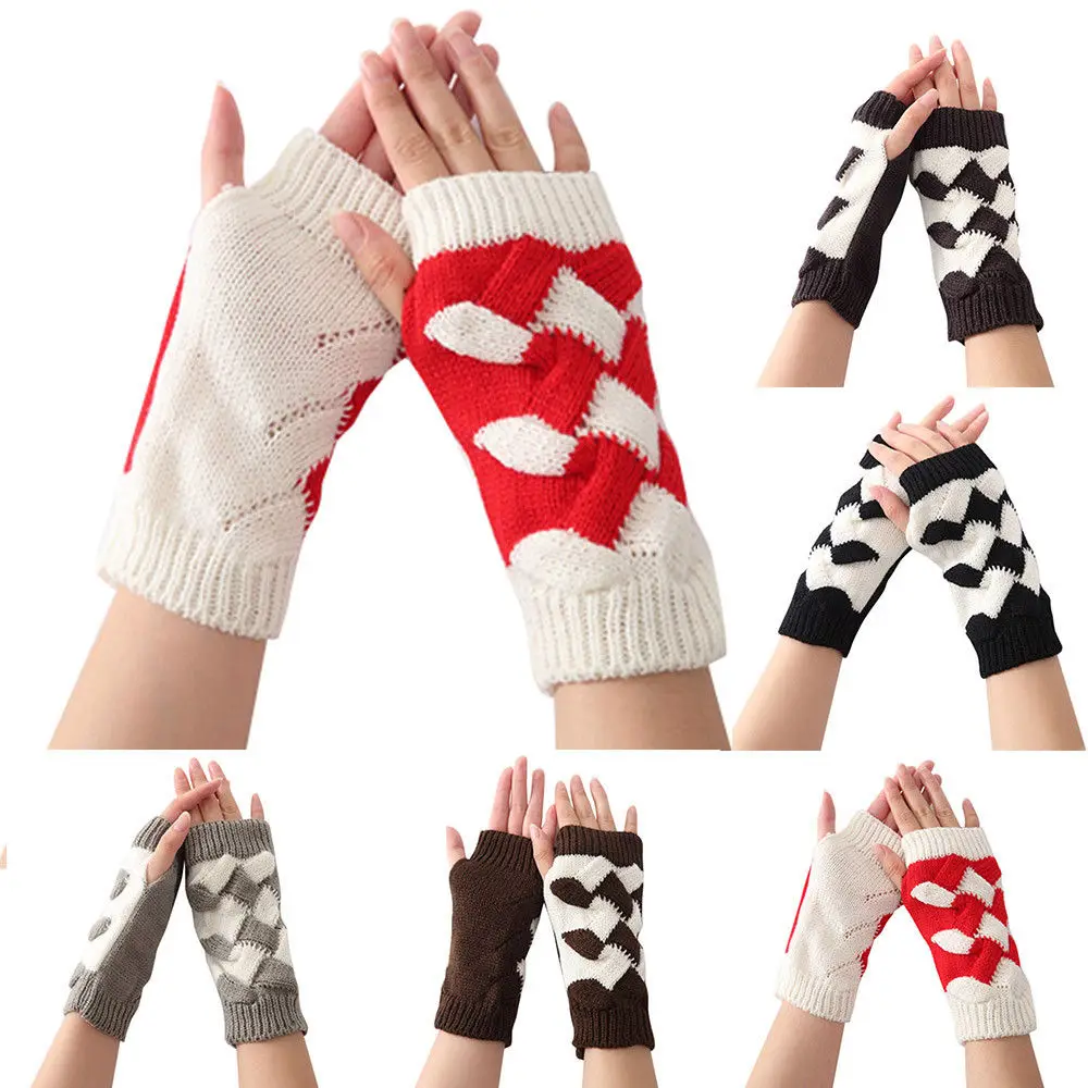 

Модные женские вязаные зимние перчатки без пальцев