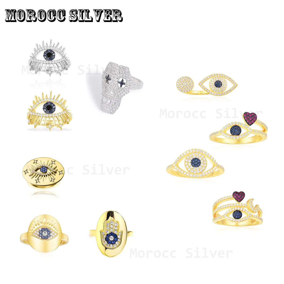 

S925 Silver Jewelry 1:1 Copy, High Quality Devil's Eye, Heart-Shaped Lucky Eye, Fashionable Female Ring