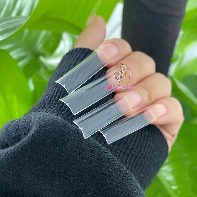 500pcs Flat Square XXL Long Acrylic Nail Tips Flatter Straight Non C Curve Half Cover False Nails Tip Manicure Tool | Красота и