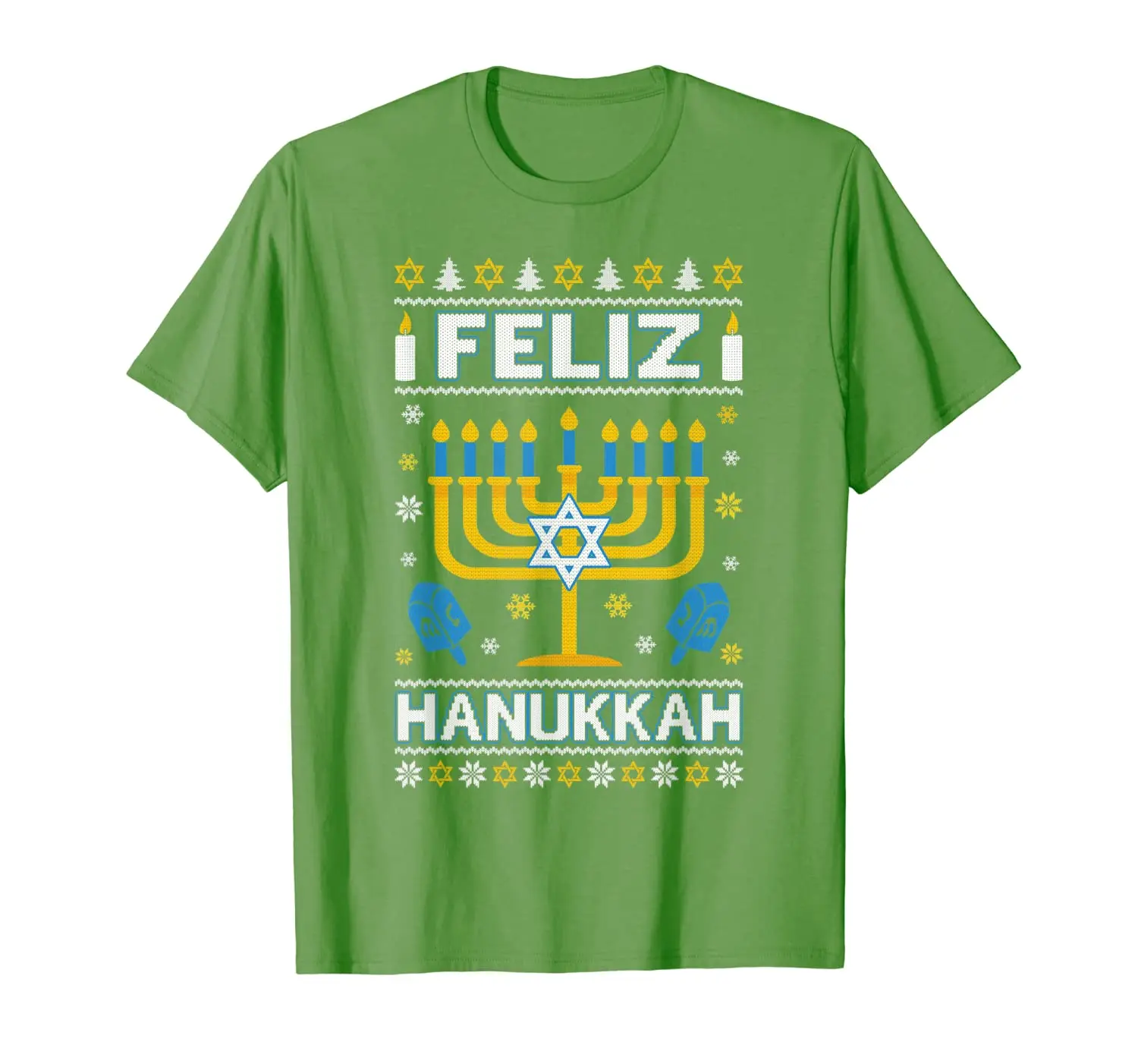 Happy Hanukkah Ugly Sweater Feliz Chanukah Menorah T-Shirt