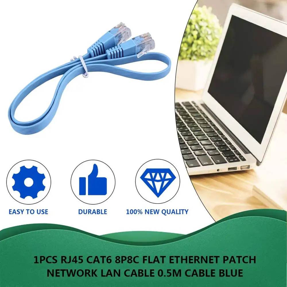 1 шт. супер высокоскоростной RJ45 CAT6 8P8C плоский Ethernet Патч Сетевой кабель 0 5 м сетевой