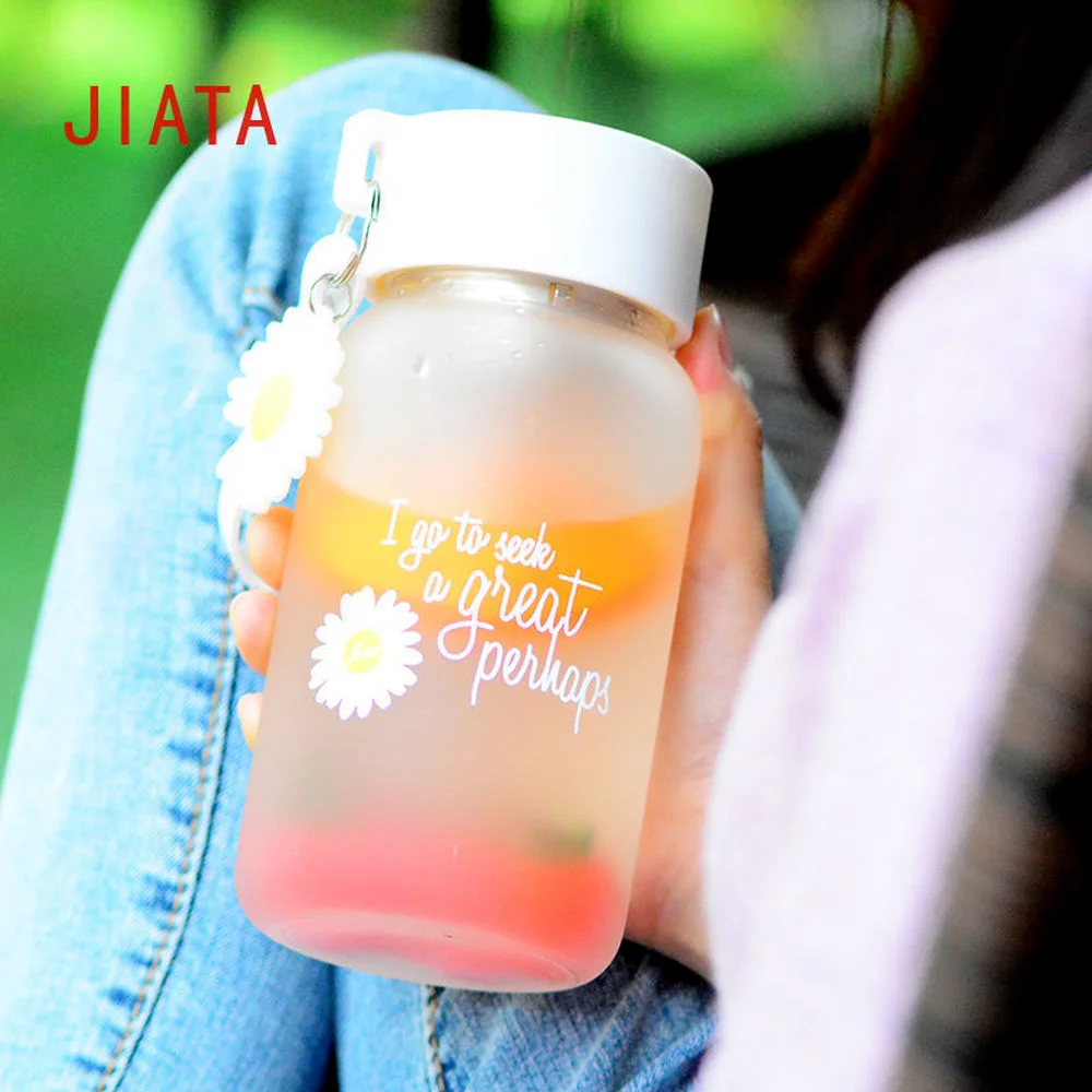 

Water Cup Female Portable Glass Cup Fresh and Simple Handy Cup Cute Creative Personality Trend Male Forest Frosted Cup