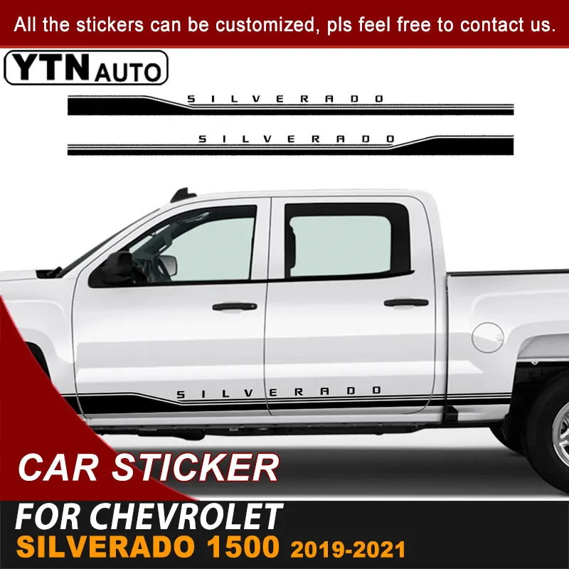 For Chevrolet Silverado 1500 2019 2020 2021 Side Door Body Car Stickers Racing Stripe Graphic Vinyl Cool Car Decals Accessories