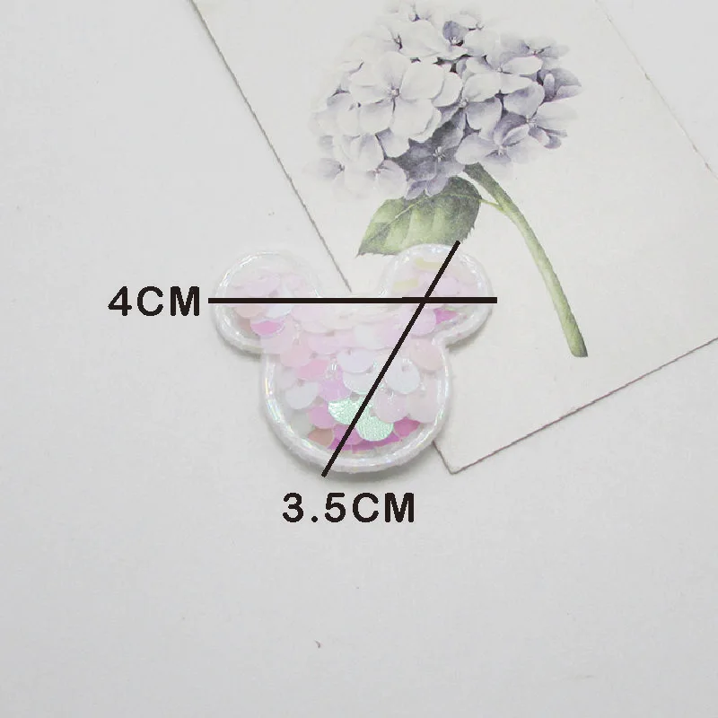 

20Pcs 3.5X4Cm Glitter Mouse Patch Padded Sequins Applique Diy Children Headwear Accessories Craft Clothing Shoes Decoration