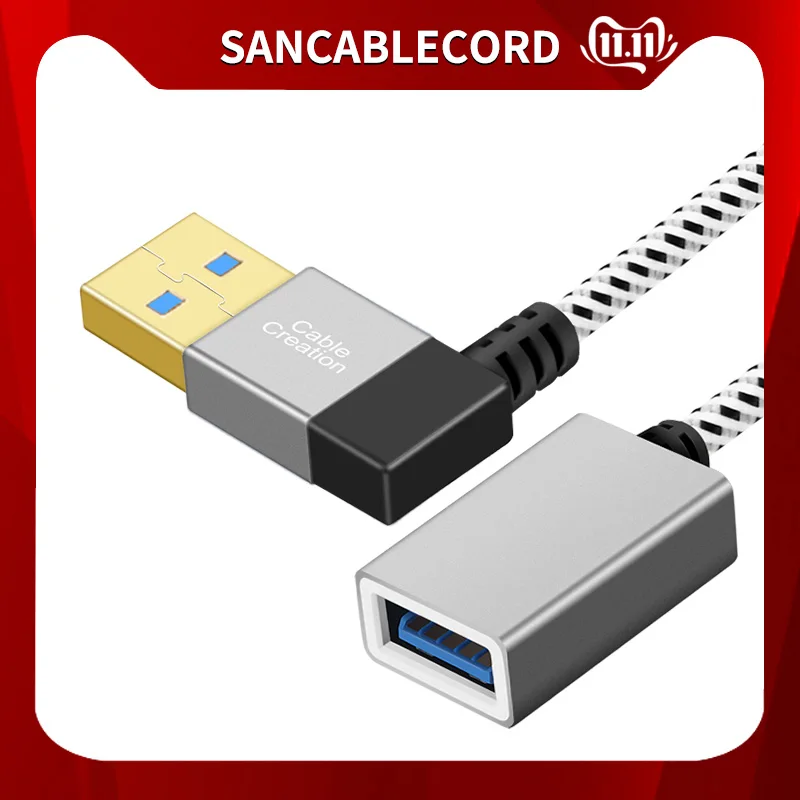 Удлинительный кабель с левым углом короткий USB 3 0 штекер гнездо удлинитель шнур 90