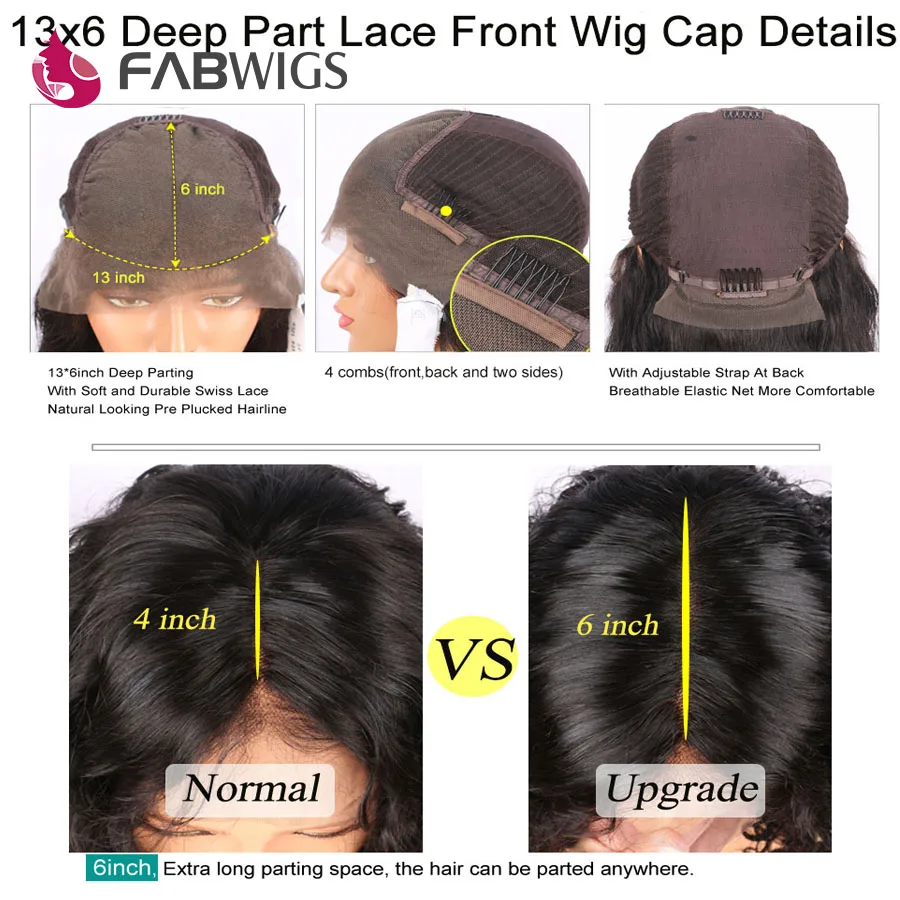 

Fabwigs 13x6 Lace Front Wig Human Hair Pre Plucked Malaysian Water Wave Lace Frontal Wig with Baby Hair Transparent Lace Wigs