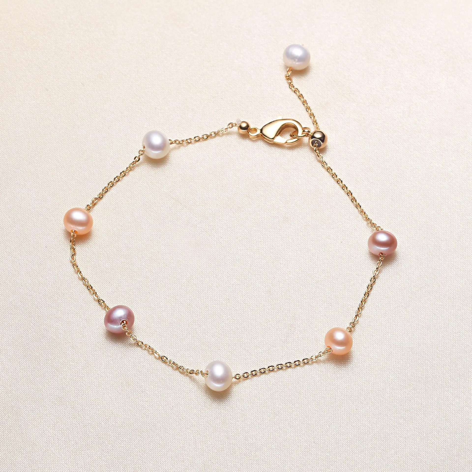 Браслеты женские с натуральным жемчугом, Простые Модные Разноцветные элегантные браслеты на запястье с цепочкой из белого и розового жемчуга с бусинами