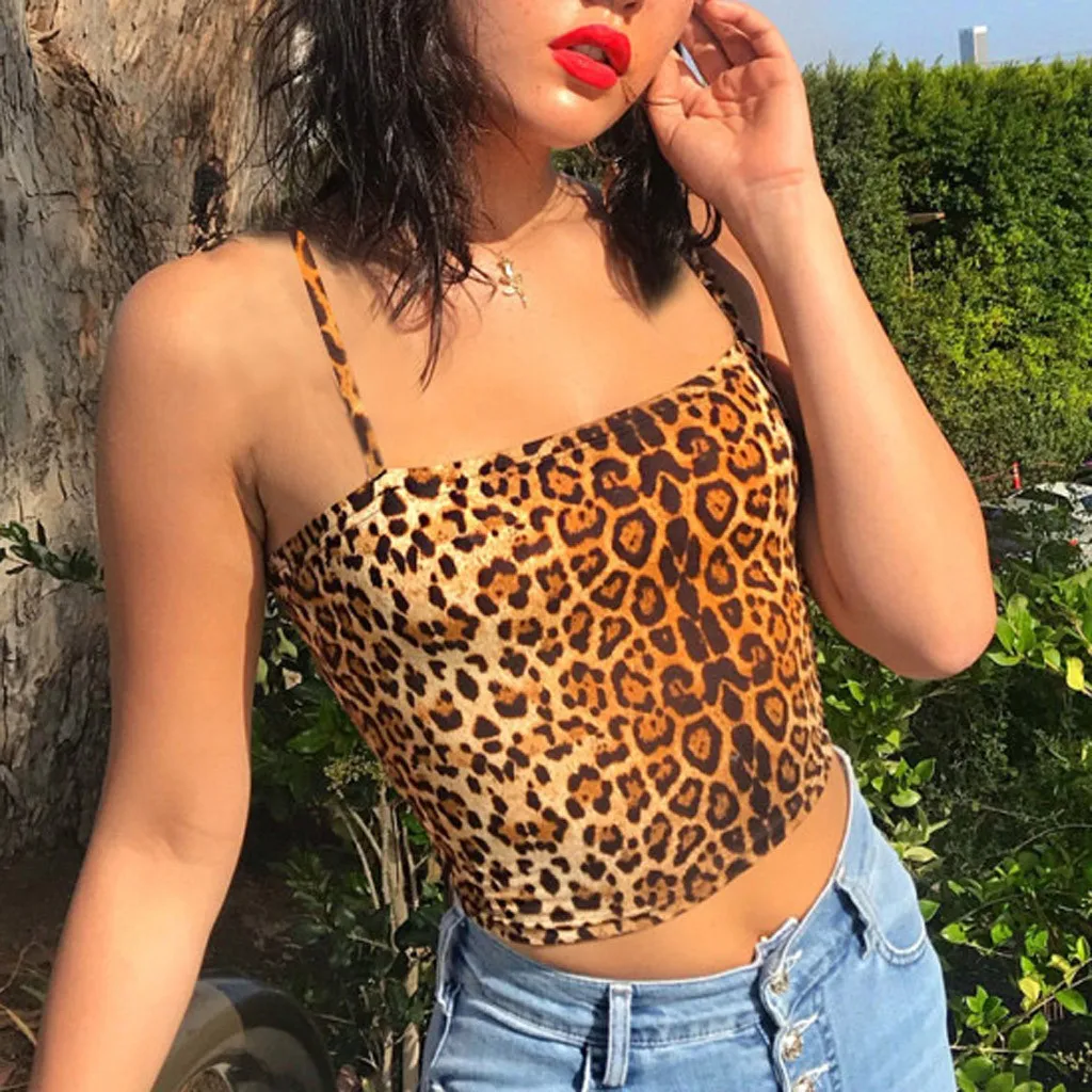 Женский укороченный топ на одно плечо с леопардовым принтом Сексуальная