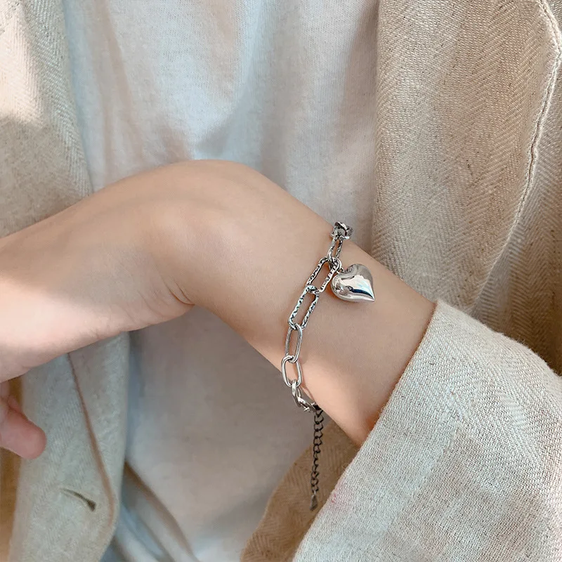 

SIPENGJEL Fashion Silve Color Love Heart Bracelets Geometric Adjustable Exquisite Bracelets For Women Wedding Jewelry Gifts