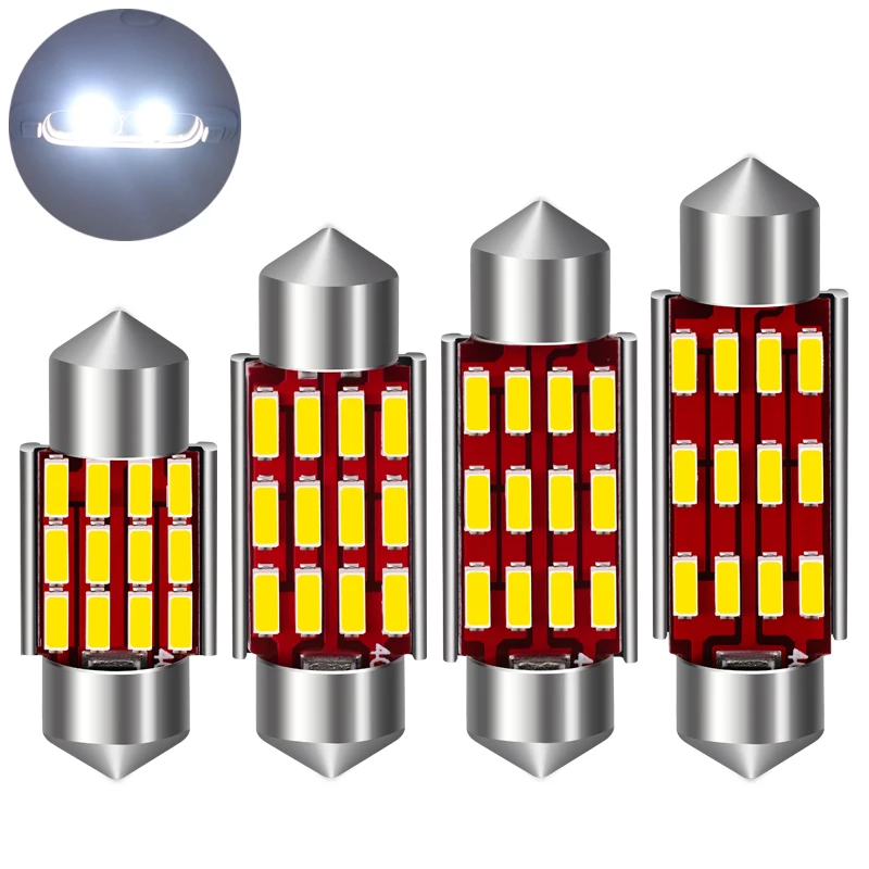 

OBOLED 2 шт. C5W C10W фотолампа Canbus 31 мм 36 мм 39 мм 41 мм гирлянда 4014 детской лампы для интерьера автомобиля, купольная лампа для номерного знака 12 В
