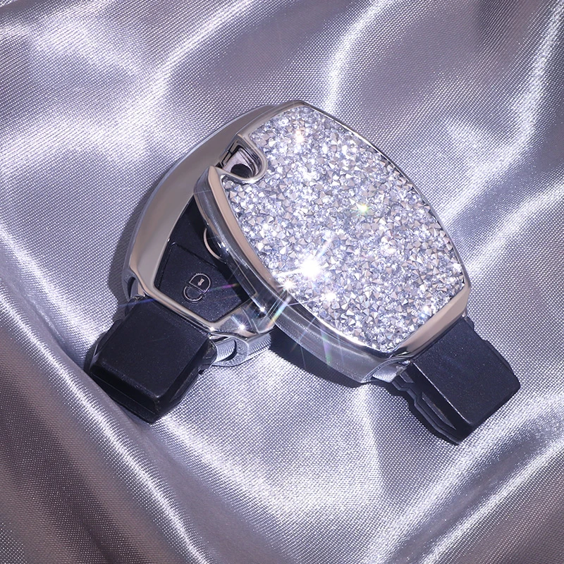 

Funda de cristal con diamante para llave de coche, carcasa protectora para Mercedes Benz A B R G clase GLK GLA, W204 W205