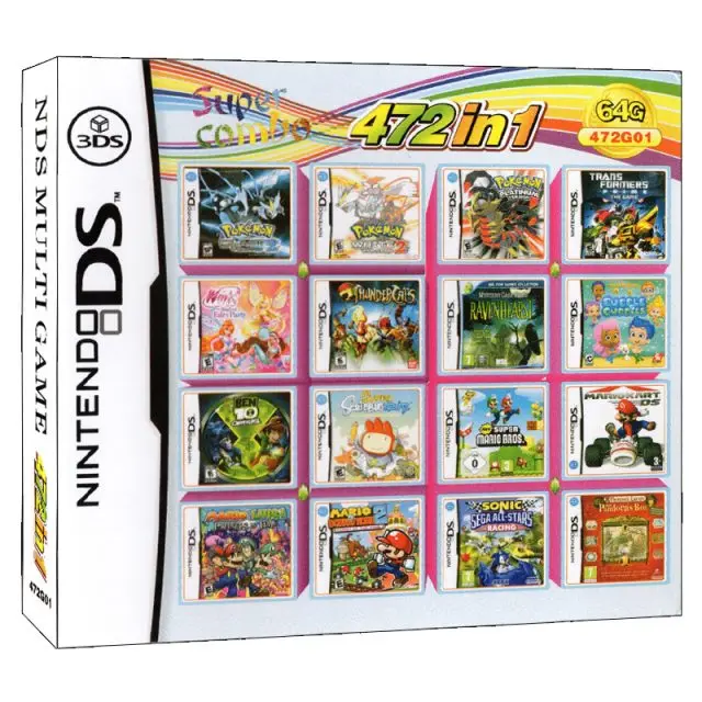 472 In 1 Super Combo Video Game Card Cartridge Console Card Compilation for Nintendo DS 3DS 2DS NDS NDSL NDSI
