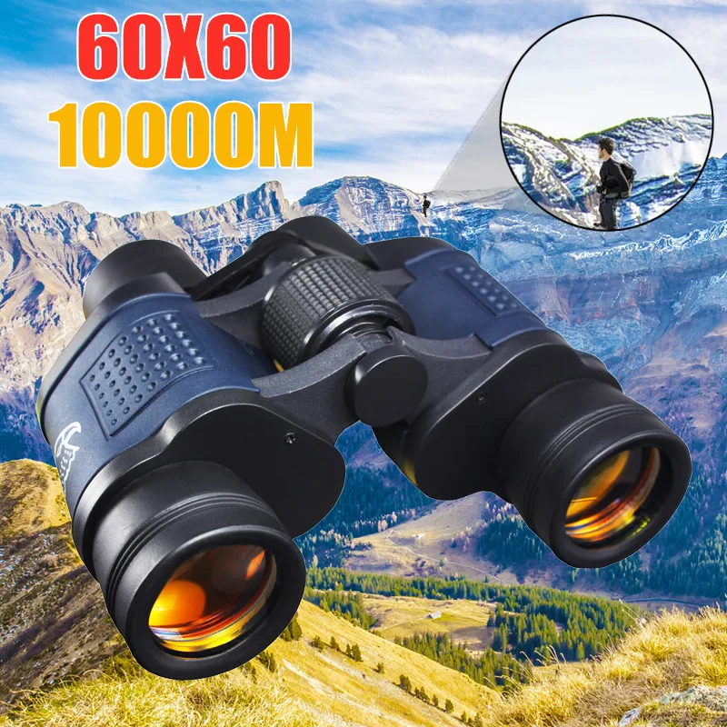 

60x60 High Power Binoculars With Coordinates BAK4 Portable Telescope LowLight Night Vision For Hunting Sports Travel Sightseeing