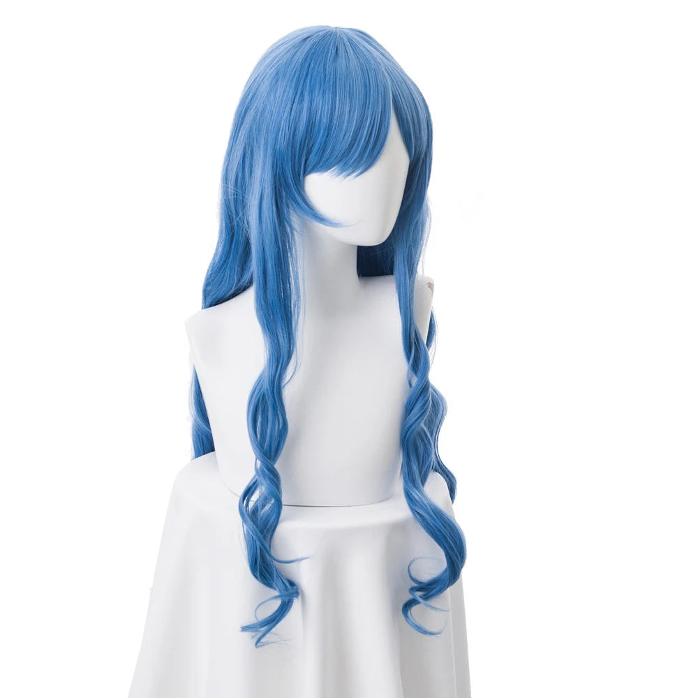 80 см синий смешанный волнистый синтетический парик с длинными волосами Himouto!