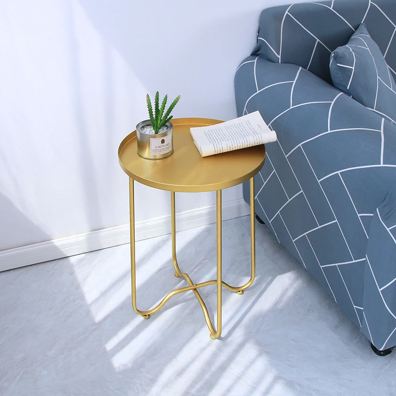 Складной Железный небольшой круглый журнальный столик прикроватный для дивана