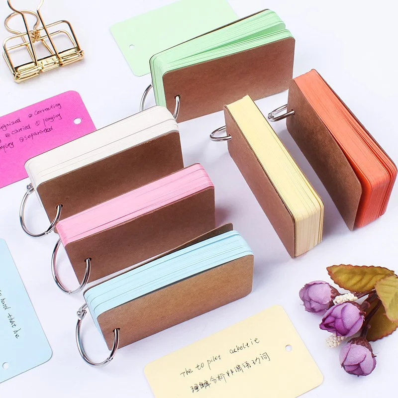 Portable Buckle Binder Notes Flash Cards Memo Pads DIY Blank Card Stationery VH99 |