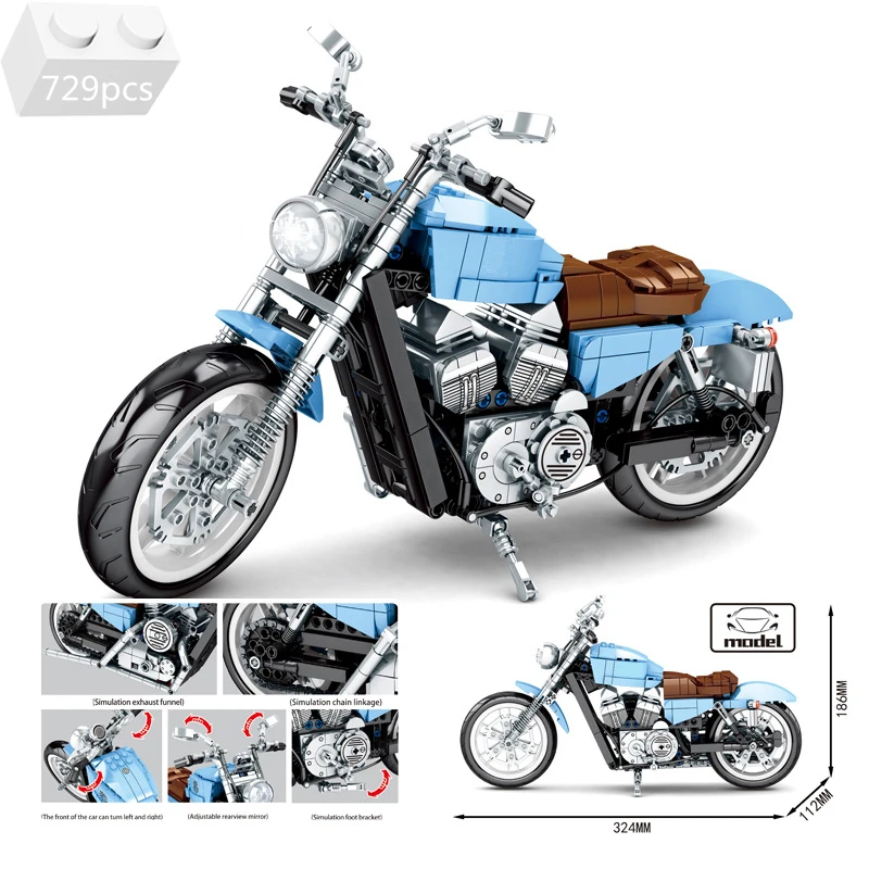 Конструктор городской мотоцикл классическая модель конструктор супервелосипед