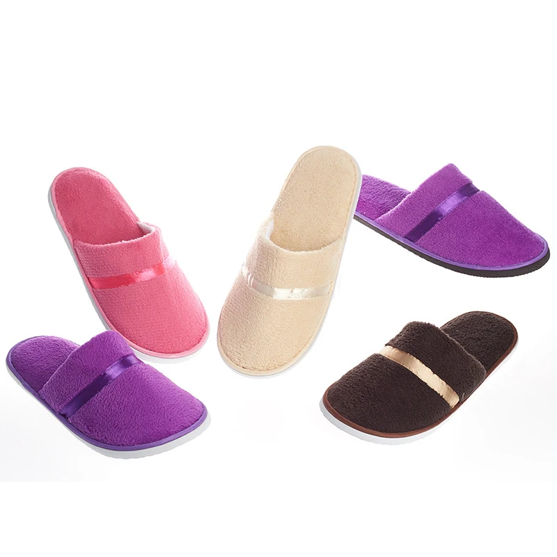 

Coral Velvet slippers purple Ribbon shoes indoor durable Disposable Slippers 27.5cm Home Beauty Salon Disposable Slippers hot