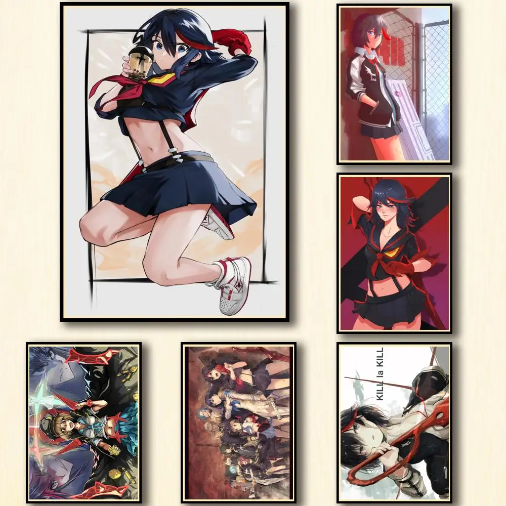 Постер из белой бумаги KILL La Matoi Ryuuko Kiryuin Satsuki Mankanshoku Mako |