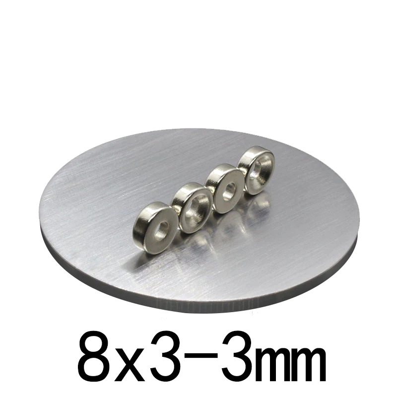 

30/50/100 pcs 8*3-3mm Stong Permanent NdFeB Strong Magnets 8x3 mm Hole 3 mm Round Countersunk Neodymium Magnetic Magnet