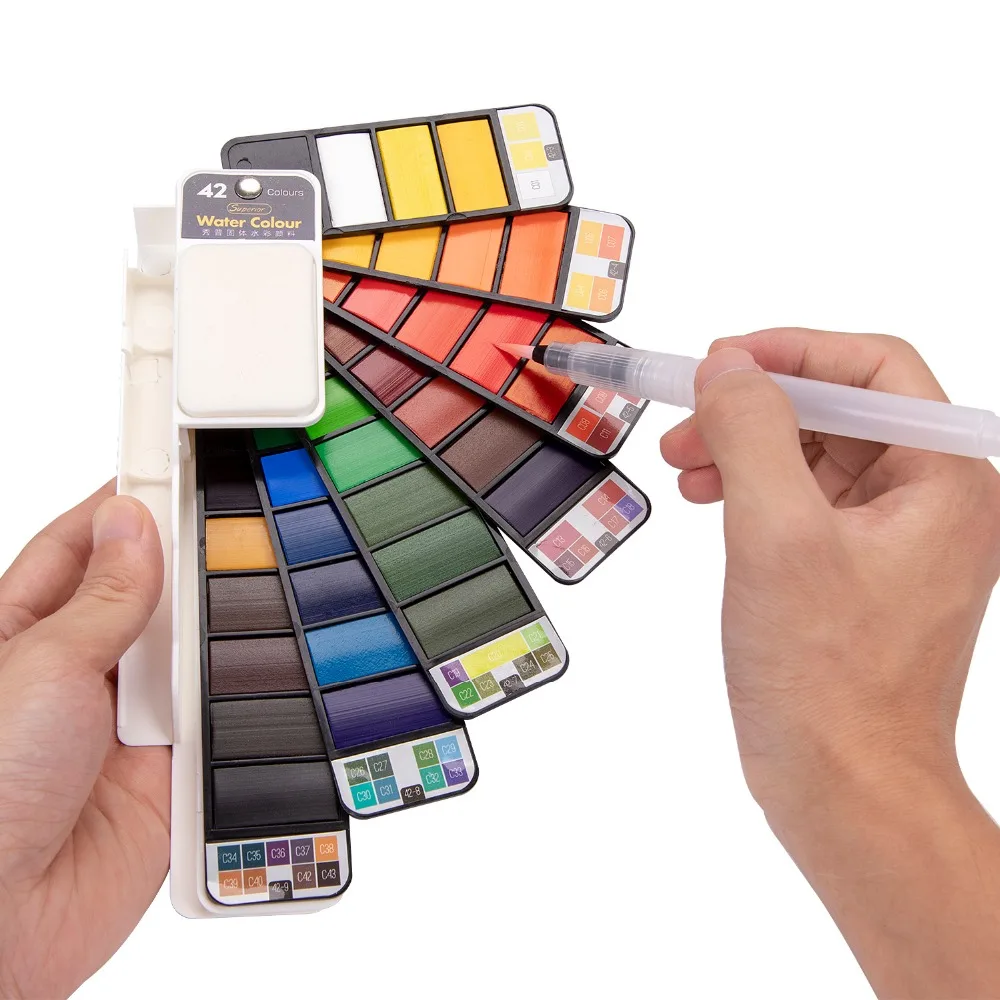 Портативная Складная Акварельная краска однотонная фотография набор цветов