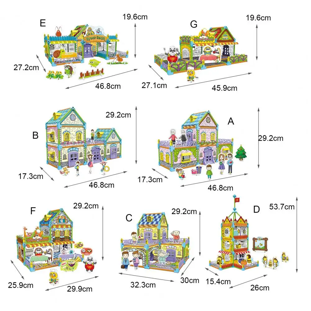 

Creative Puzzle House Model Self Assembly Handmade Toy Educational Painting Coloring 3D Jigsaw for Kids Interactive Game