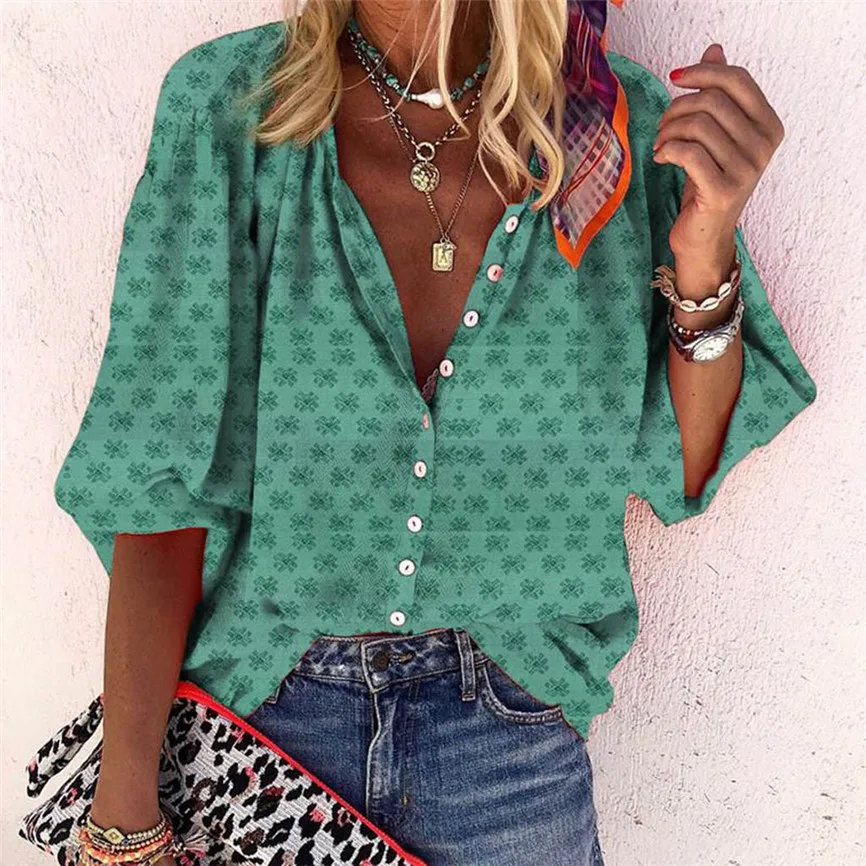 Женская Повседневная Блузка в стиле ретро свободная повседневная Пляжная