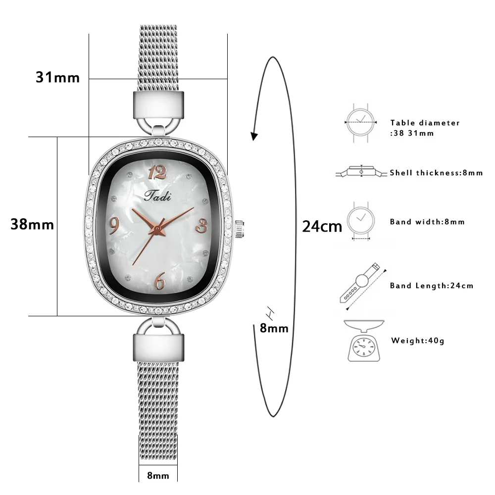 Женские ультратонкие модные часы с серебристым жемчугом и циферблатом роскошные