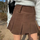 Женская короткая юбка в складку, винтажная черная Вельветовая мини-юбка в стиле 90-х, с завышенной талией, 2020