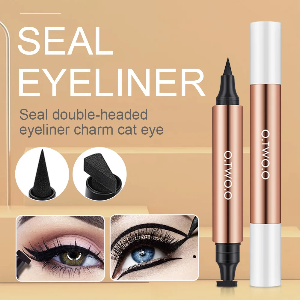 

2 in 1 Double End Seal Winged Eyeliner Stamp Double-Ended Eyeliner Pen Fast Dry Long Lasting Eye Liner Black Cat Eye Makeup