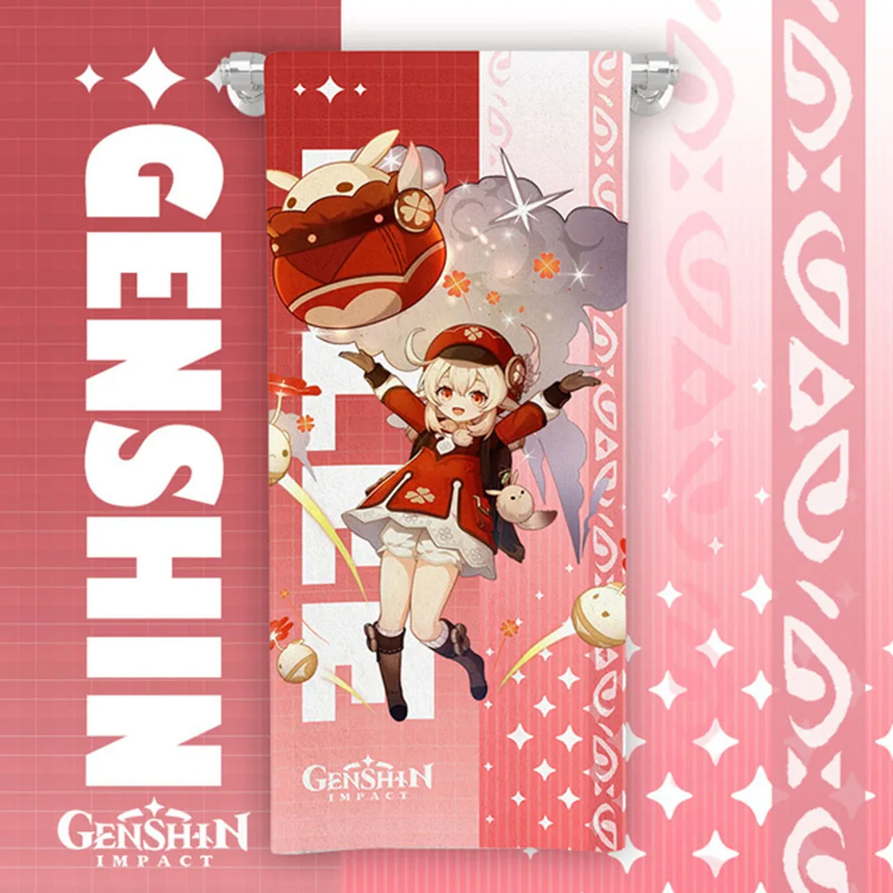 Anime Genshin Impact Cosplay Towels Kazuha Baal Yoimiya Ayaka Zhongli Xiao Eula Kokomi Face Bath Towels Fans Collection Gift