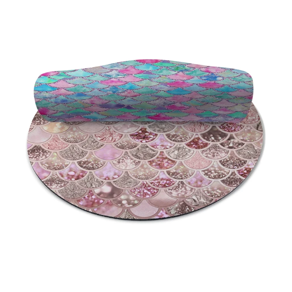 Рыбья чешуя с узором коврик для мыши Круглый 22 см ноутбук Нескользящая мышь компьютерная периферийная