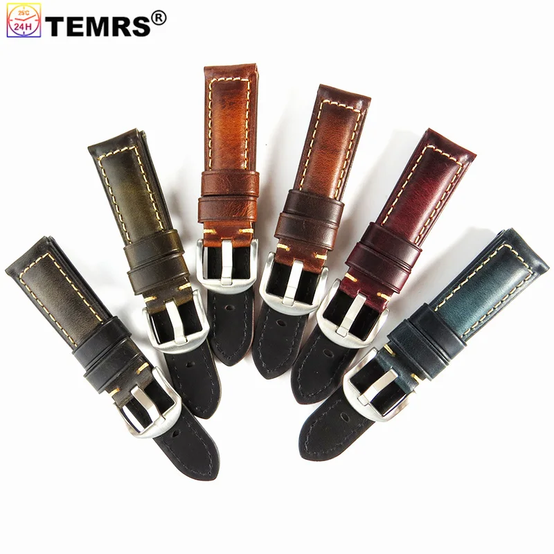 Vintage Watchband Genuine Leather Band 18mm 20mm 22mm 24mm 26mm Brown Black Watch Bracelet 20 22 24 Cowhide Leather Straps Belts