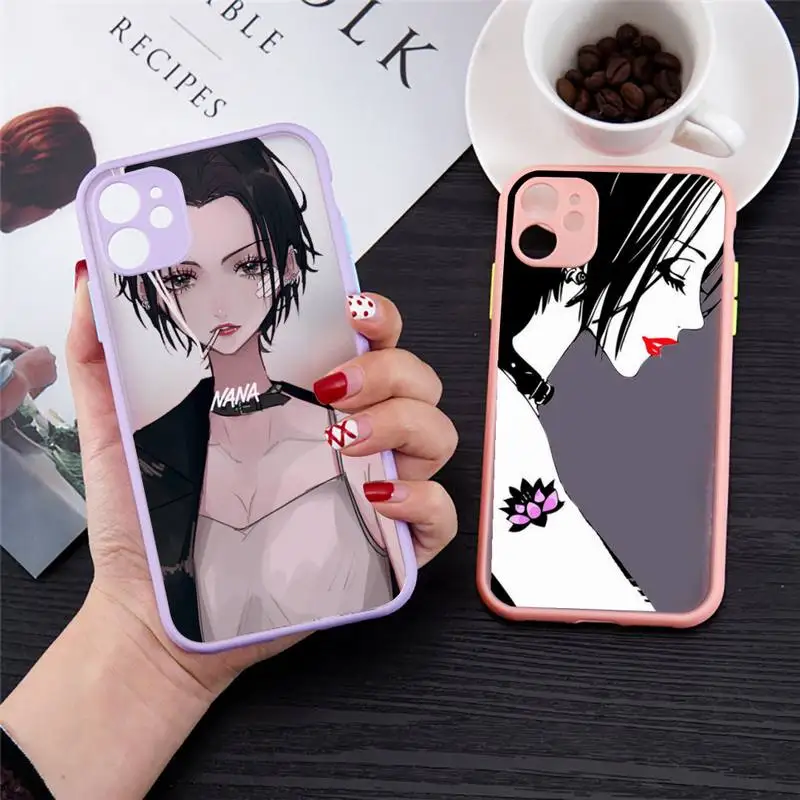 

Nana Anime Oosaki Phone Case For iPhone 13 12 11 Mini Pro XR XS Max 7 8 Plus X Matte transparent Purple Back Cover