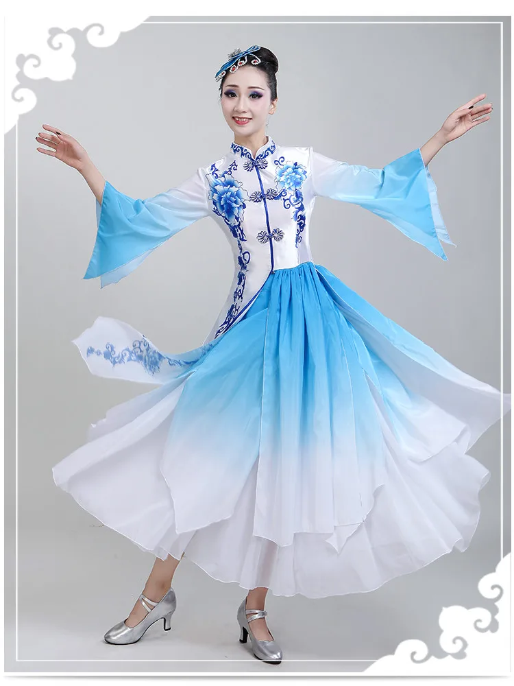 Китайский стиль Hanfu Классический танец для взрослых Yangko одежда танцевальные