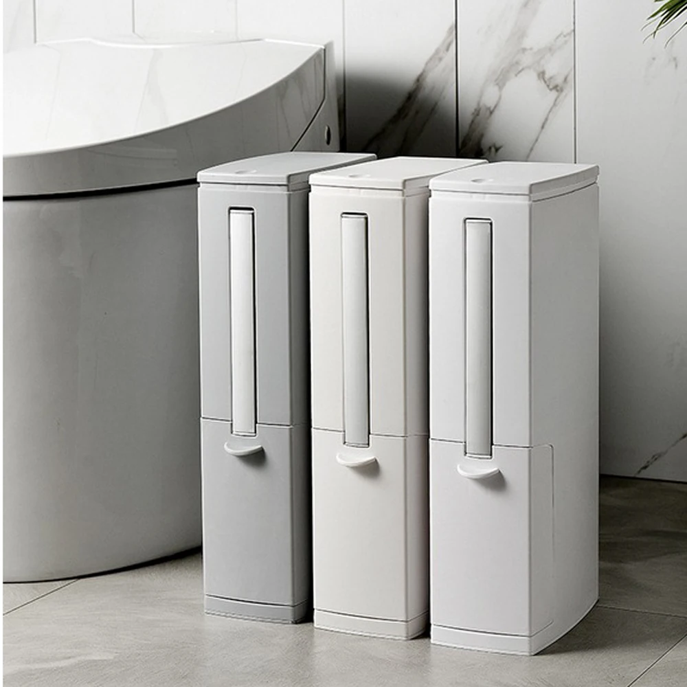 

2 In 1 Trash Can Toilet Brush Set Bathroom Plastic Waste Bin Dustbin Kitchen Garbage Bucket Trash Bin Household Cleaning Tools