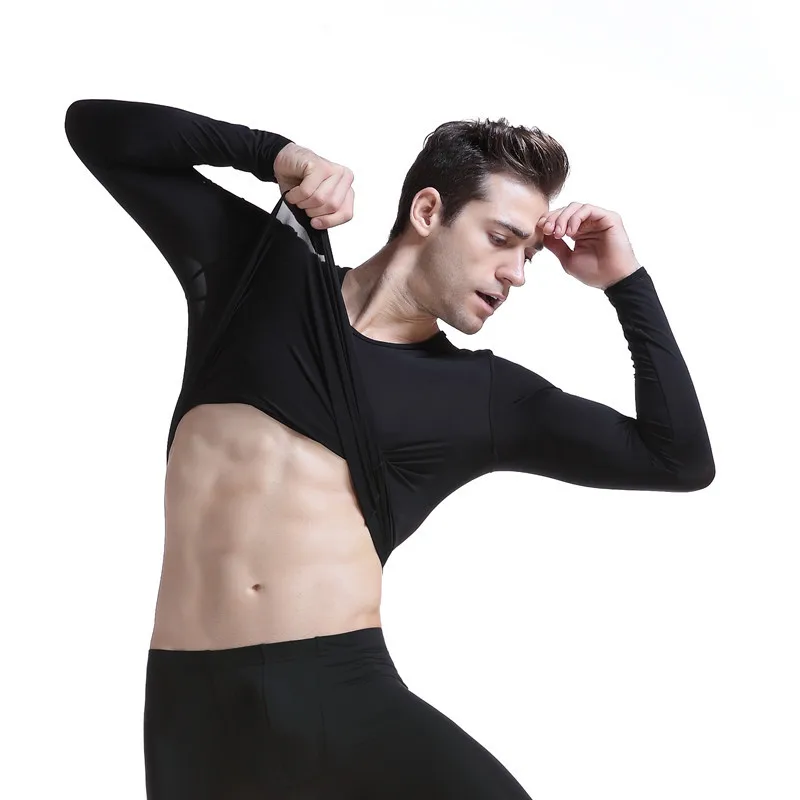 Men's Thermal Underwear Suit Sexy Ultra-thin Silk Translucent Long Johns Brand Thermo Underwear Lounge Man Slim Top Leggings Set